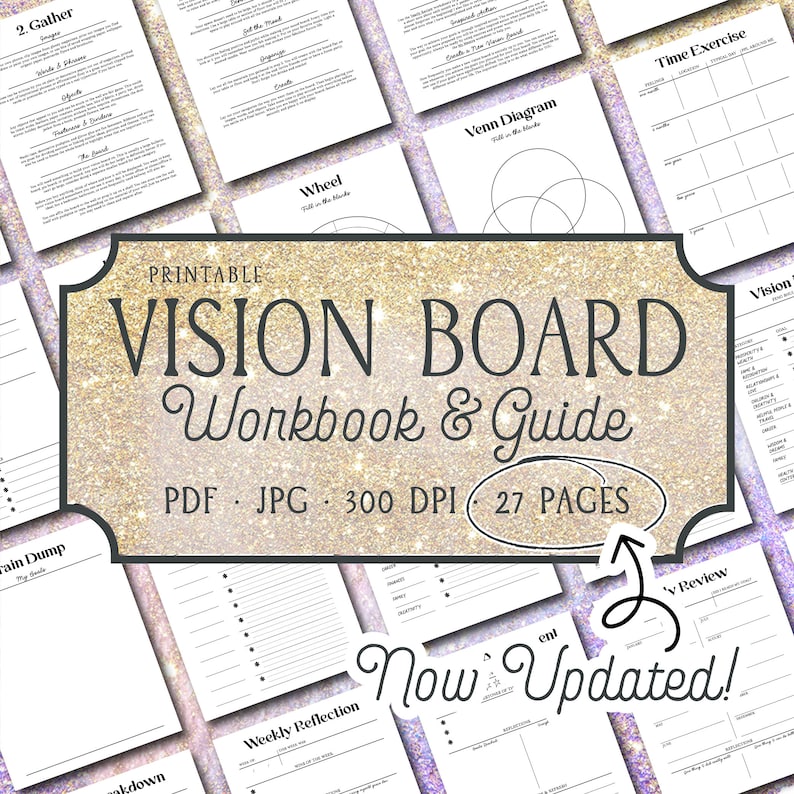 VISION BOARD WORKBOOK guide printable planner goal planner | Etsy