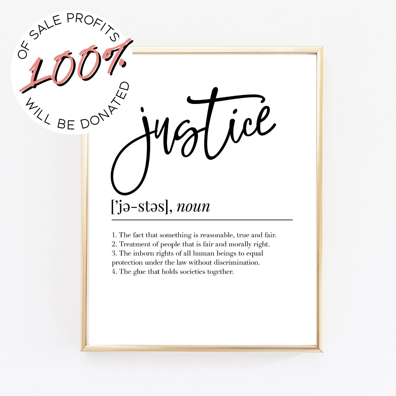 JUSTICE CALLIGRAPHY printable dictionary definition justice Etsy