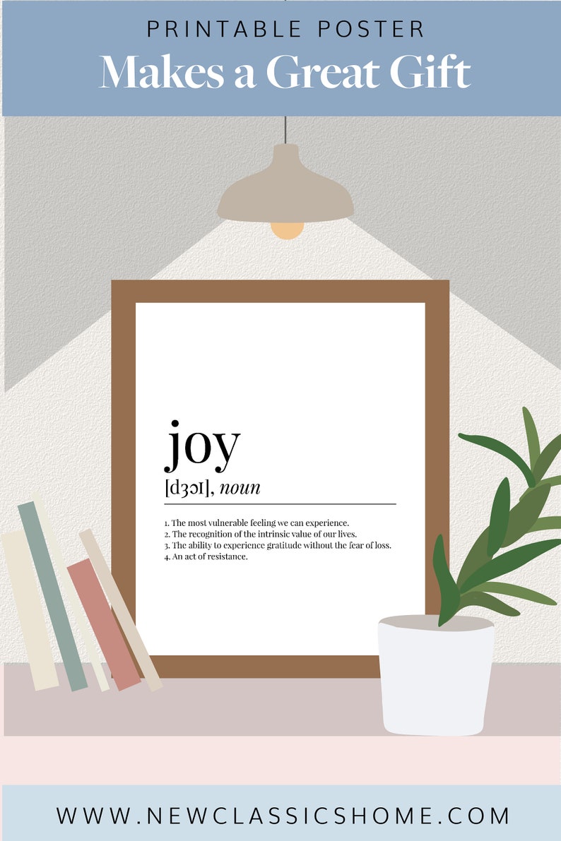 JOY DEFINITION dictionary print word definition word of the Etsy