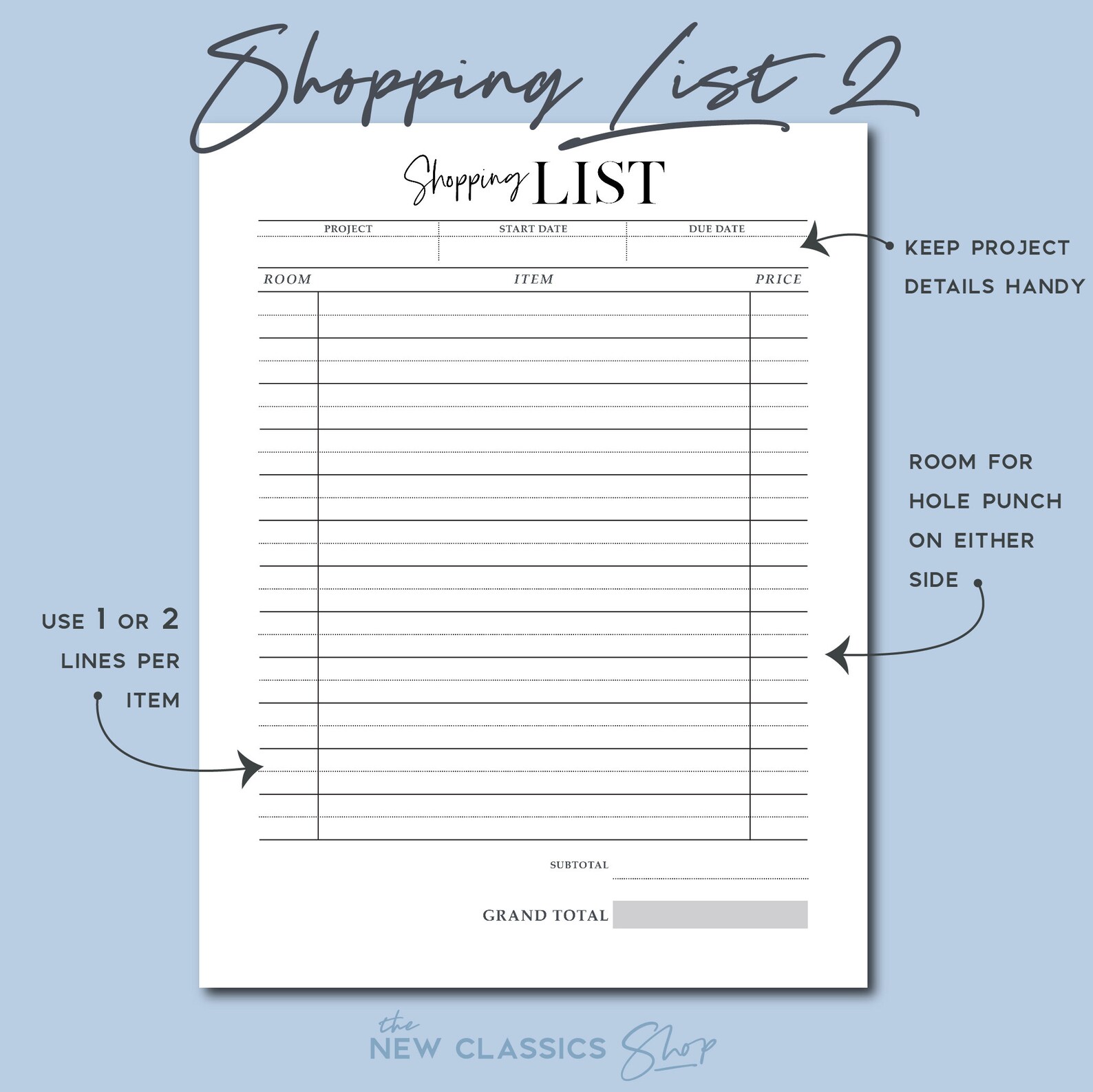 SHOPPING LIST/ printable planner/ interior decor/ interior Etsy