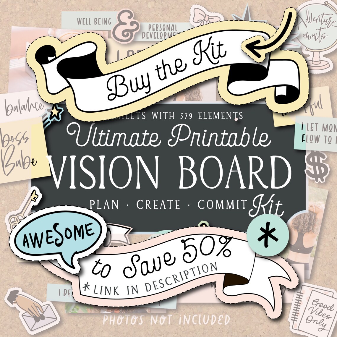 VISION BOARD STICKERS printable stickers digital files Etsy