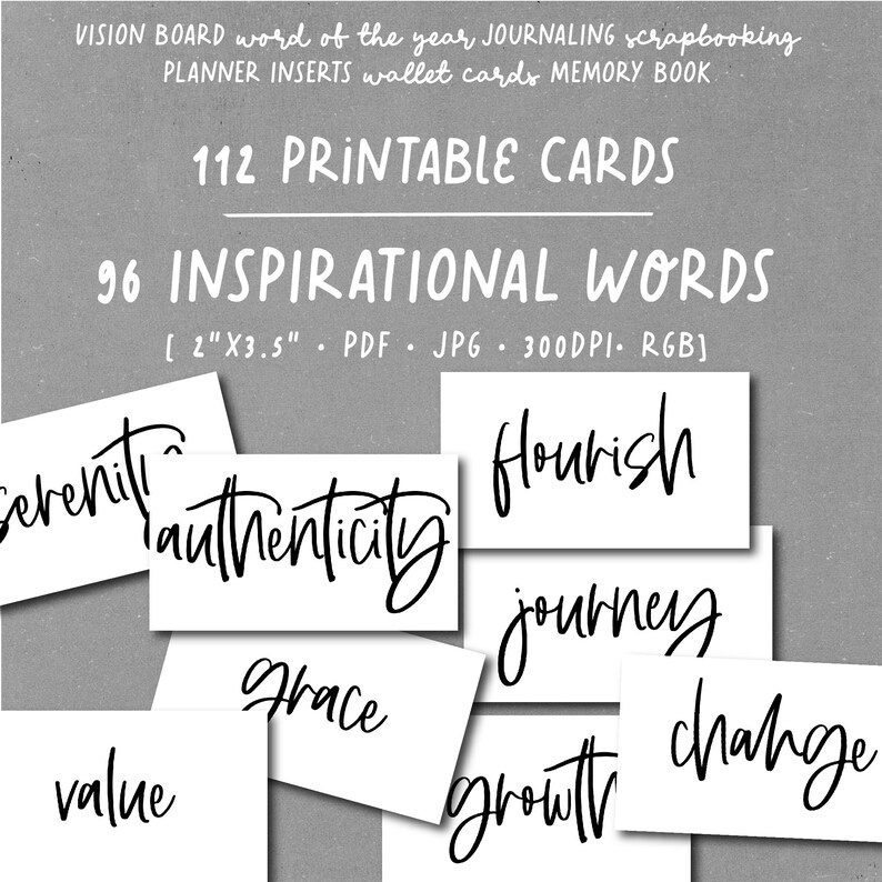 VISION BOARD WORDS printable cards inspirational words