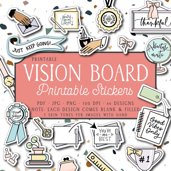 VISION BOARD STICKERS printable stickers digital files Etsy