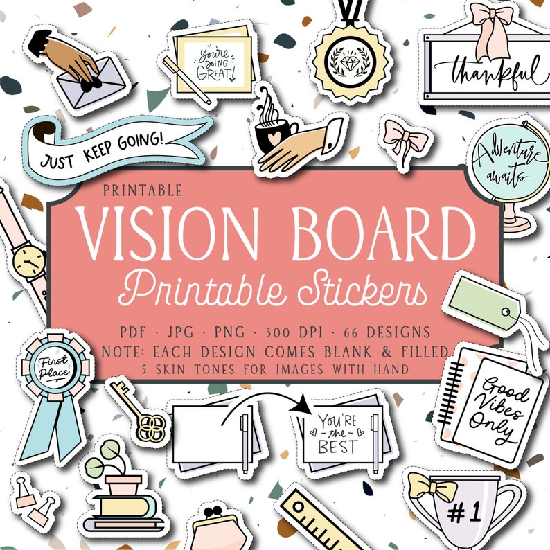 VISION BOARD STICKERS printable stickers digital files Etsy