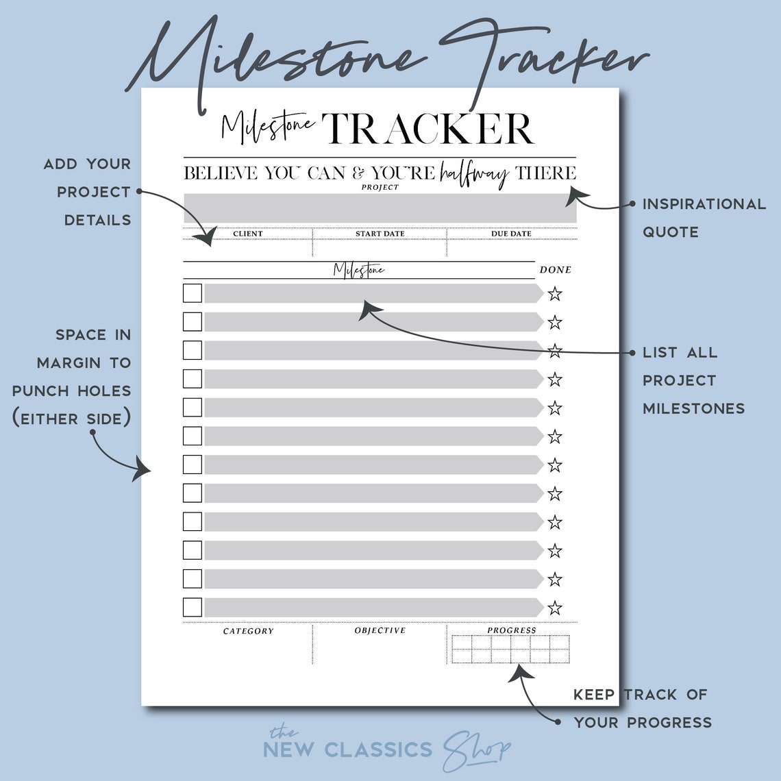 MILESTONE TRACKER/ Printable Planner/ Project Management/ | Etsy