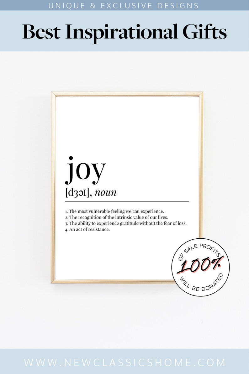 JOY DEFINITION dictionary print word definition word of the  Etsy