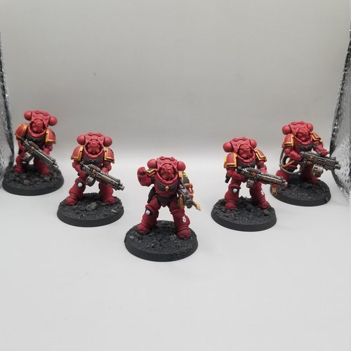 Warhammer online 40K Blood Angels Heavy Intercessors (5 models) Assembled Painted and Based Ready to Ship