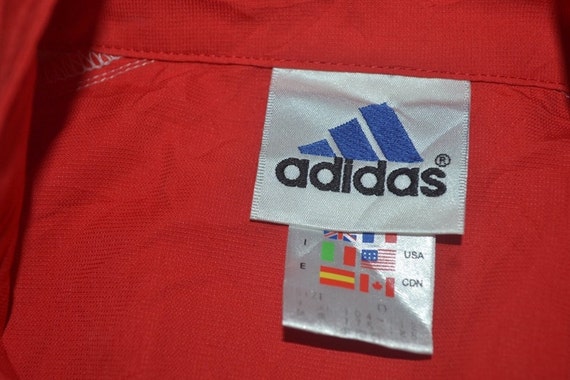 Vintage 90er Jahre Adidas drei Streifen rot Trainer Jacke Vintage 90er Jahre Adidas drei Streifen rot Trainer Jacke