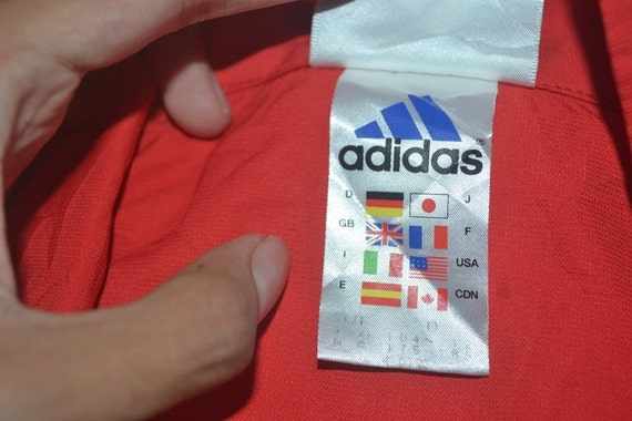 Vintage 90er Jahre Adidas drei Streifen rot Trainer Jacke Vintage 90er Jahre Adidas drei Streifen rot Trainer Jacke