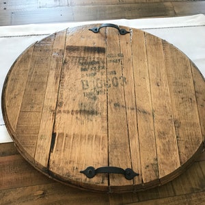 Jim Beam Bourbon Barrel head serving tray , or centerpiece