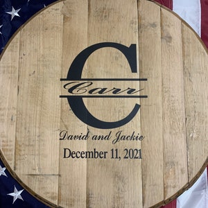 Bourbon Barrel head, personalized, monogram, guestbook, wedding,  guest book