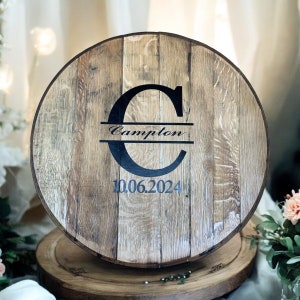 Bourbon Barrel head wedding guest book , guestbook, wedding,  guest book