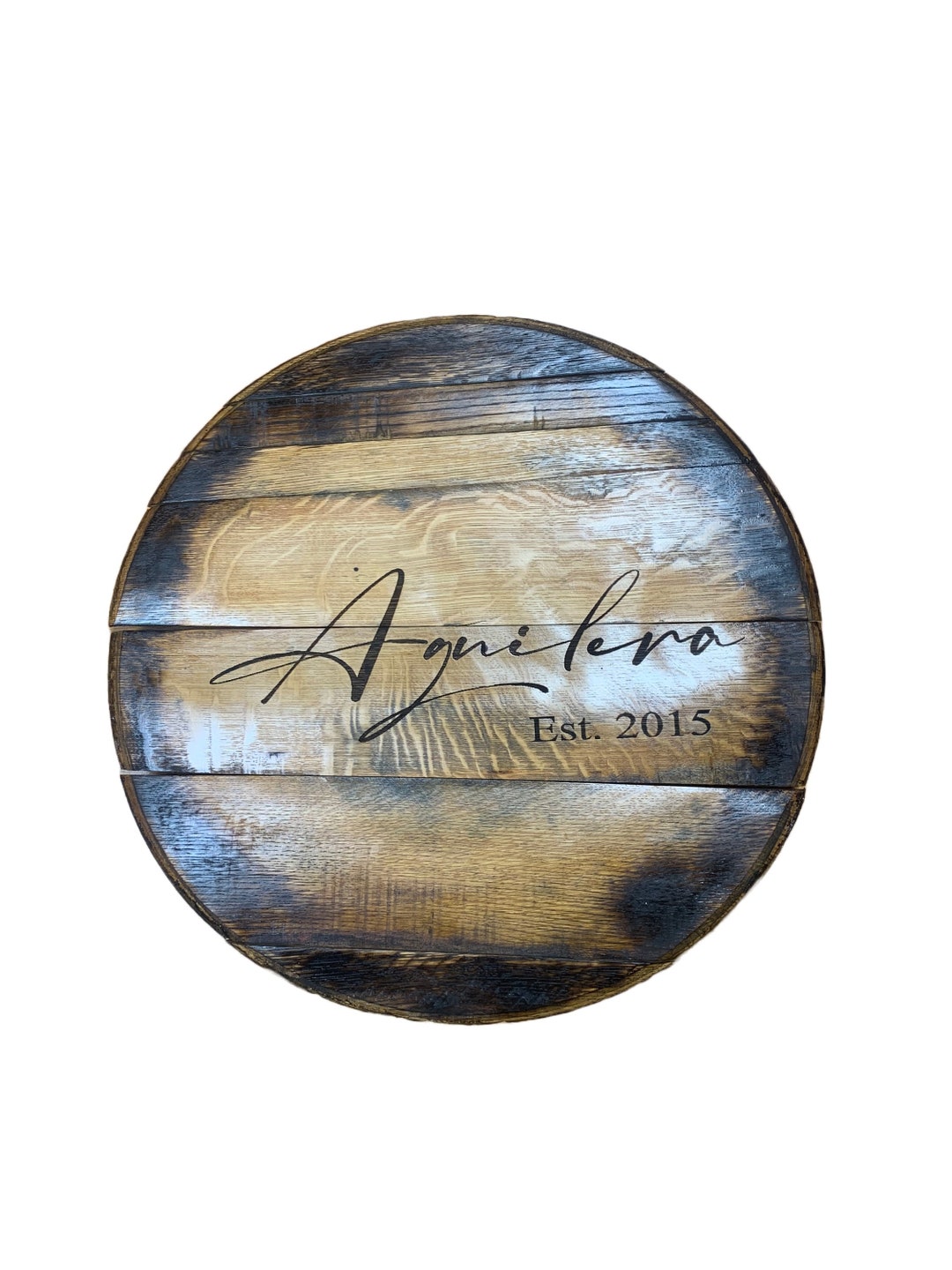 Laser Engraved Wedding Guest Book Bourbon Barrel Head, Personalized