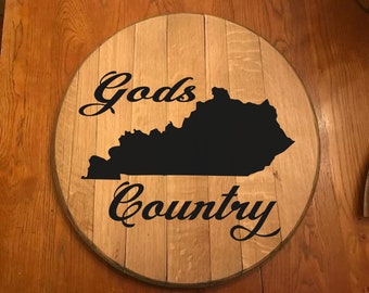 Gods Country Kentucky Bourbon Barrel head, personalized, monogram, guestbook, wedding,  guest book