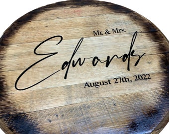 Wedding Guest Book Bourbon Barrel head, personalized, monogram, guestbook, wedding,  guest book