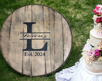 Wedding Guest Book Bourbon Barrel head, personalized, monogram, guestbook, wedding,  guest book