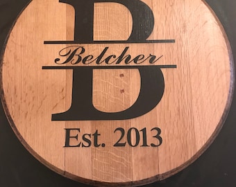 Bourbon Barrel head, personalized, monogram, guestbook, wedding,  guest book