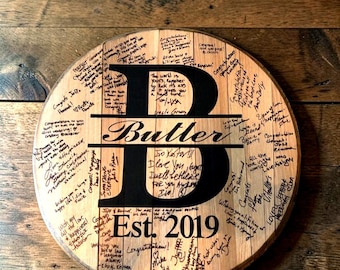 Bourbon Barrel Guest Book | Hand Painted Wedding Sign | Personalized Whiskey Head Decor