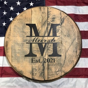 Bourbon Barrel head, personalized, monogram, guestbook, wedding,  guest book