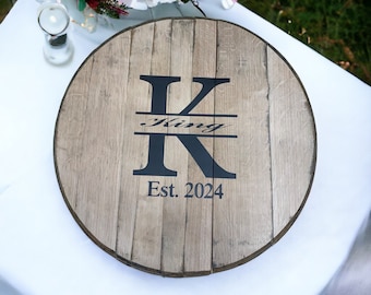 Wedding Guest Book Bourbon Barrel head, personalized, monogram, guestbook, wedding,  guest book