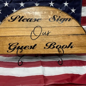 Bourbon Barrel wedding guest book, barrel head, half,personalized, monogram, guestbook, wedding guest book