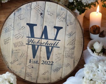 Whiskey Barrel Guest Book | Hand-Painted Wedding Guestbook, Kentucky Rustic Decor