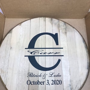 Bourbon Barrel head wedding guest book , guestbook, wedding,  guest book