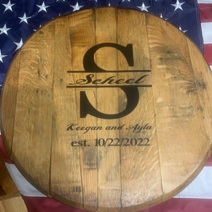 Wedding Guest Book Bourbon Barrel head, personalized, monogram, guestbook, wedding,  guest book