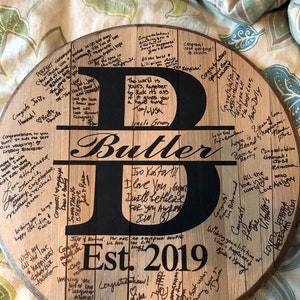 Wedding Guest Book Bourbon Barrel head, personalized, guestbook, wedding,  guest book. Whiskey barrel top #wedding gift #wedding decor