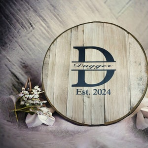 Bourbon Barrel head wedding guest book , guestbook, wedding,  guest book