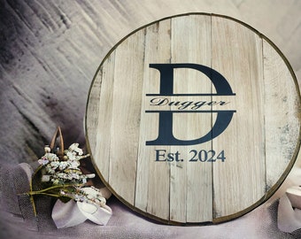 Bourbon Barrel head wedding guest book , guestbook, wedding,  guest book