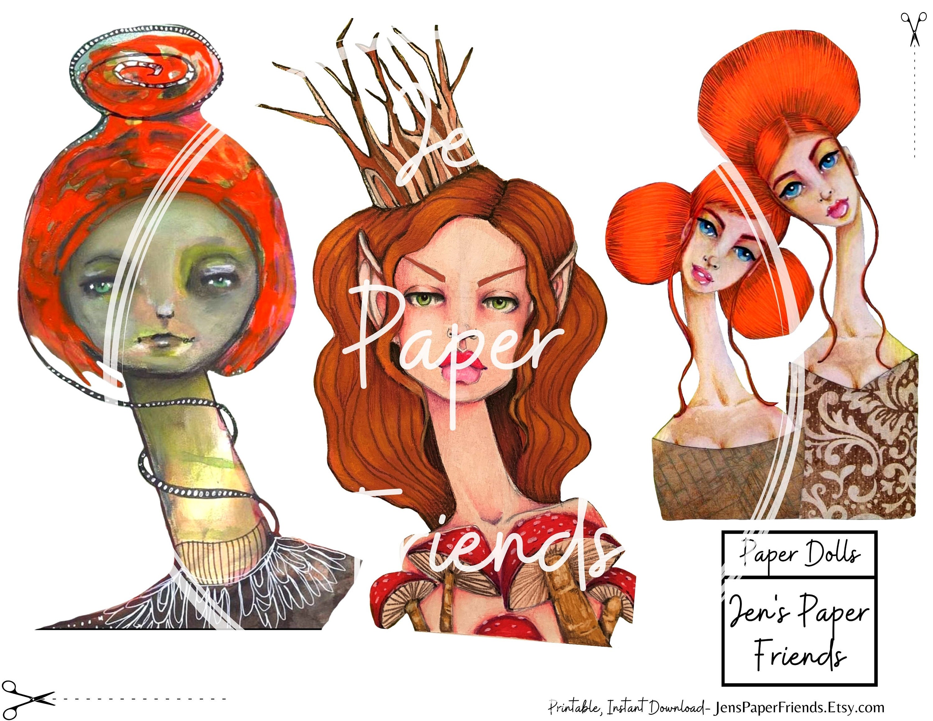 PRINTABLE PAPER DOLLS Paper Doll Collage Sheet Digital Mixed Etsy