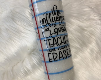 Personalized Notebook Paper Teacher Tumbler Glitter Epoxy Resin