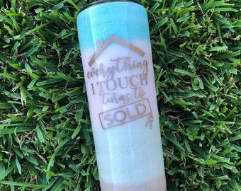 Everything I Touch Turns To Sold Beach Milky Way Pastel Realtor Glitter Stainless Epoxy Resin Tumbler