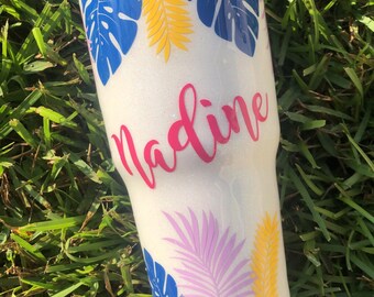 Personalized Tropical Glitter Epoxy Tumbler 30oz