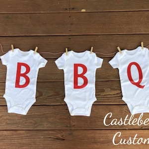 Custom Handmade BBQ BaBy-Q Infant Bodysuit Onesie Banner Barbecue Baby Shower Banner