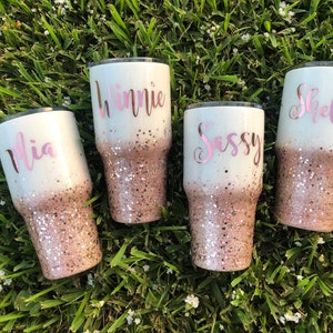 Personalized Glitter Epoxy Rose Gold Tumbler