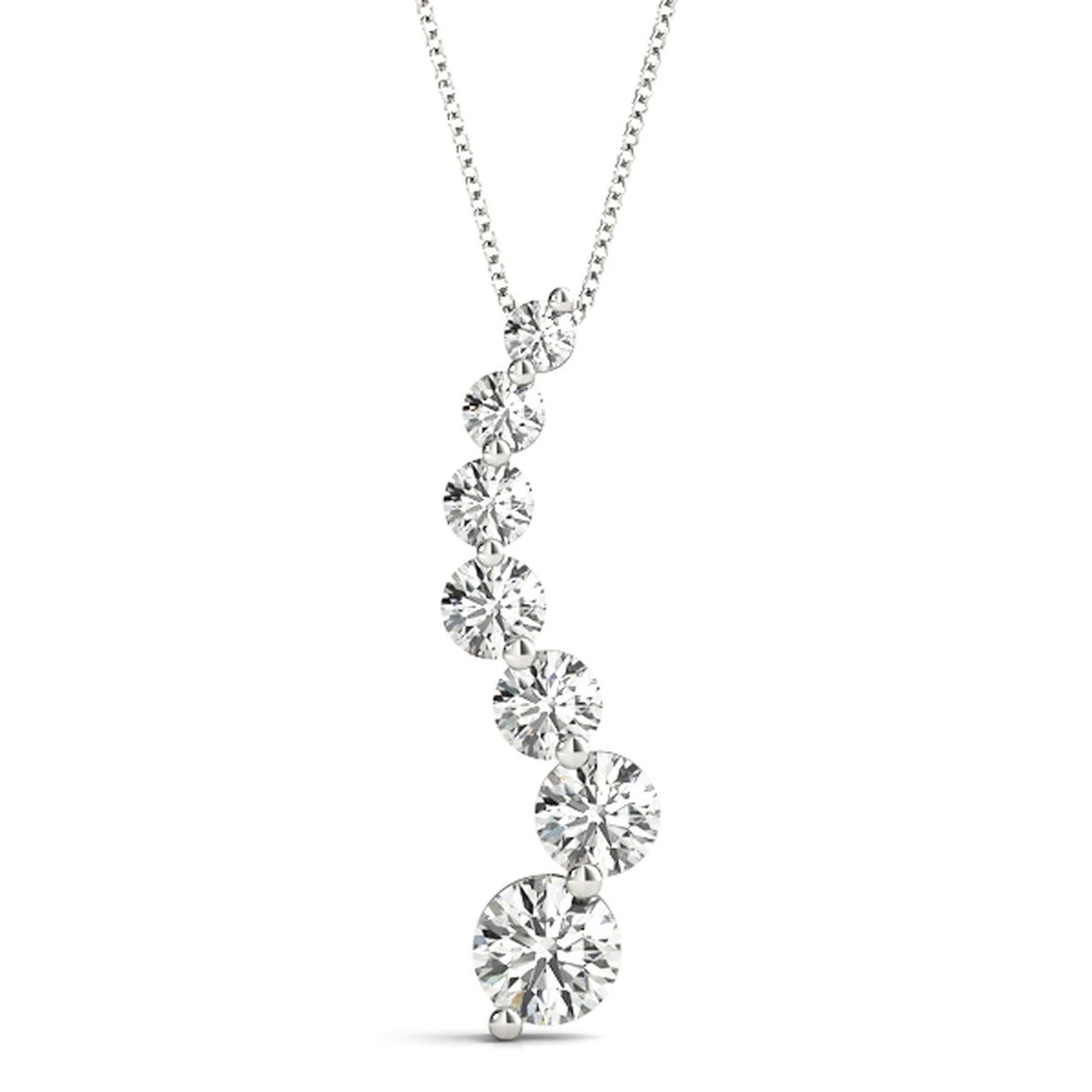 Graduated Diamond Chain Graduated Diamond Journey Pendant Necklace in 10K, 14K, or 18K Gold ...
