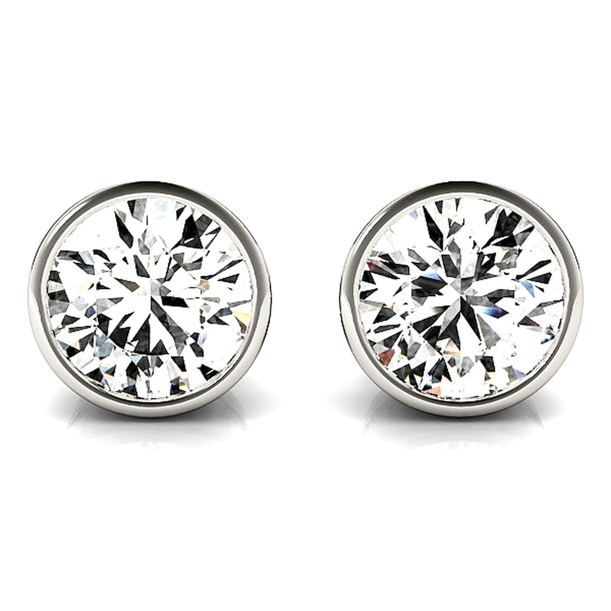14K Gold Bezel-Set Round Diamond Stud Earrings (0.25-6.00 CTW, F/VS2) with Open Gallery Design