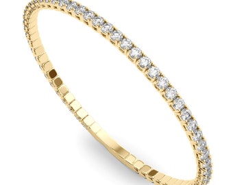 14K Gold Full Flexible Bangle Lab Created Diamond for Women(F, VS2) I Dailywear Collection I Flexi Bangle | Stackable Jewelry