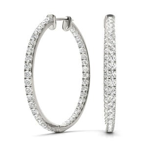 14K Gold Inside-Out Lab Grown Diamond Hoop Earrings (0.40 & 0.60 CTW) with Pavé Setting Secure Latch-Back Closure for Maximum Sparkle.