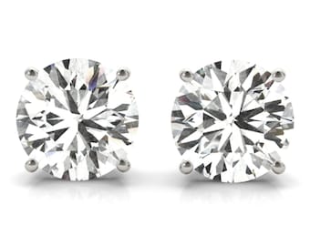 IGI Certified Lab Grown Diamond Stud Earrings: 14K Gold Solitaire