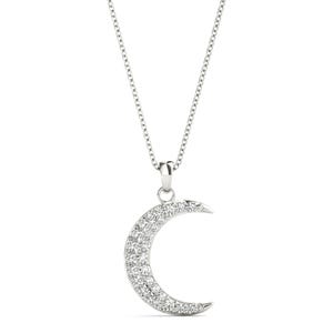 14K Gold Diamond Crescent Moon Pendant Necklace (0.20 CTW)