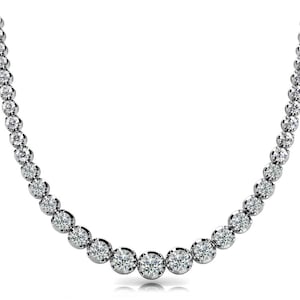 14K Gold Graduated Diamond Tennis Necklace – Lab-Grown Round Diamonds in 4-Prong Setting (5–15 CTW)