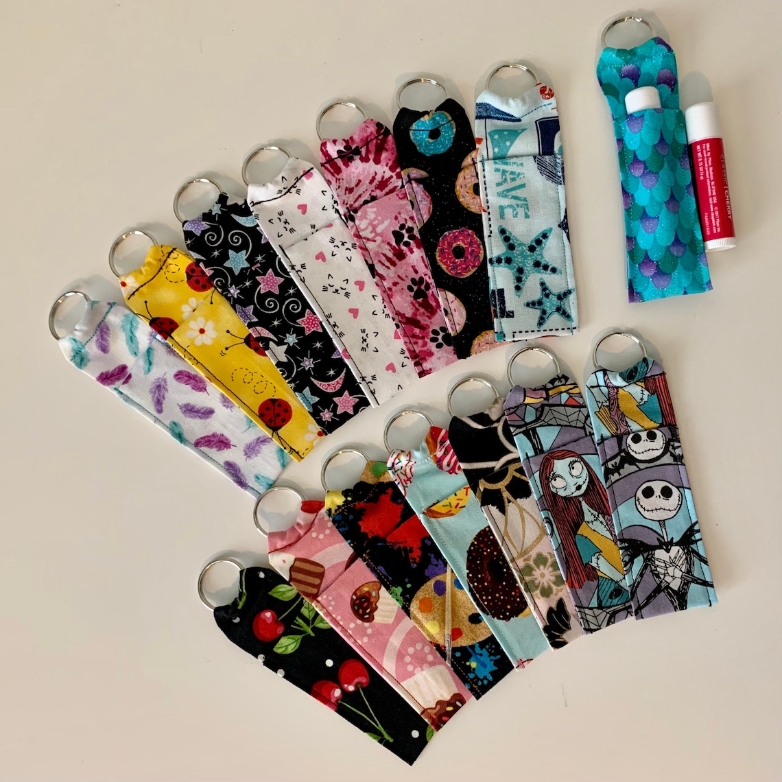 Fabric Chapstick Keychain Holders Etsy