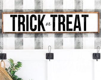 Trick or Treat, SVG gesneden bestand, Halloween teken decor, Spooky Farmhouse, Fall houten borden, winter citaten, Boerderij ontwerpen, Cricut, poppenhuis