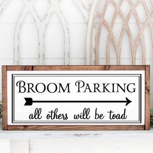 Halloween bezem parkeren SVG gesneden bestand, silhouet Cricut SVG ontwerpen, oktober teken decor, oktober digitale download, PNG DXF,