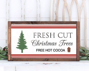 Kerstboom SVG cricut gesneden bestanden, vers gesneden bomen vakantie teken SVG, warme chocolademelk clipart, winter PNG voor tekenen, kerst plank sitter SVG,
