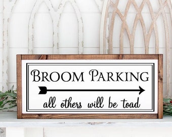 Bezem parkeren alle anderen zullen pad Halloween heks SVG knippen bestand oktober instant download plank sitter teken decor digitaal ontwerp DXF PNG