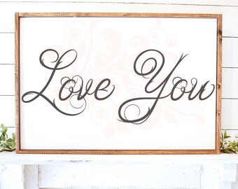 Valentines Day Love SVG cut file Cricut Silhouette, Love you Fancy script, Master Bedroom Wall Art, Couple wedding Marriage Signs, Farmhouse